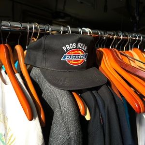 DICKIES BLACK TWILL LOGO 'PROS WEAR DICKIES' PATCH Y2K ADJUSTABLE SNAPBACK